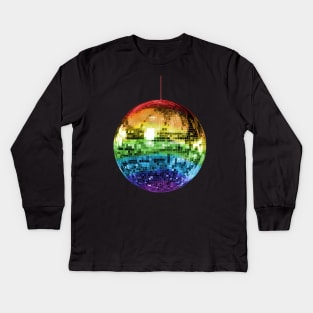 Rainbow Mirrored 1970s Disco Ball Kids Long Sleeve T-Shirt